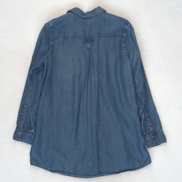 J. Jill Chambray Denim Lyocell Long Sleeve Button Down/ Side Boyfriend Shirt XSP - Picture 9 of 15